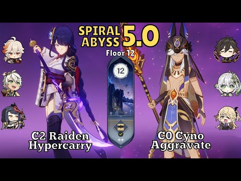 C2 Raiden Hypercarry & C0 Cyno Aggravate | Spiral Abyss 5.0 Floor 12 | Genshin Impact