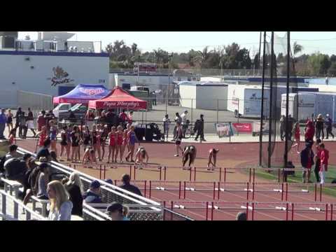 FSG 100m Hurdles vs Huntington Beach 3-23-17 - Los Alamitos Girls