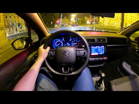 New CITROEN C3 2021 (Facelift) - night POV test drive & FULL REVIEW (110 HP petrol)