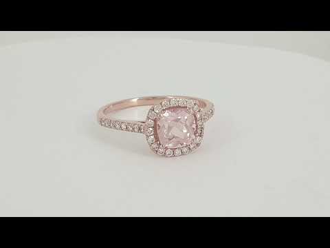 A video of 14k Rose Gold Morganite Diamond Ring