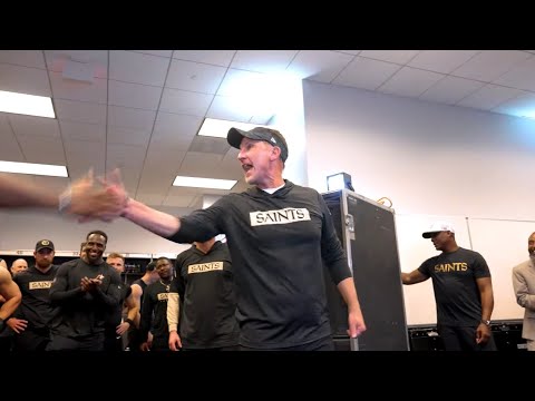 Dennis Allen Inside the Saints Locker Room after Win vs. Cowboys