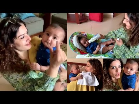 Raveena Tandon Playing With Grandson Rudra Enjoying Family Time During Self Isolation