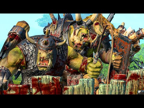 BEASTMEN and WOOD ELVES vs GREENSKINS and DWARFS - TotalWar Warhammer 3