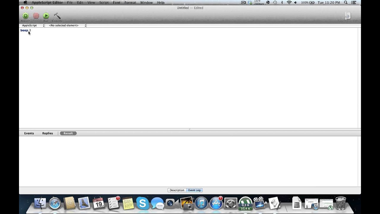 AppleScript tutorial 1 - intro, comments, beep, say, alert