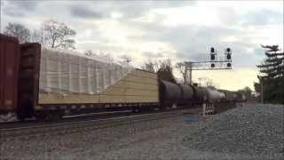 preview picture of video 'A Few Trains In Erlanger KY With GEVO, & EX CR Leaders & A New UP SD70AH 11/8/2014'
