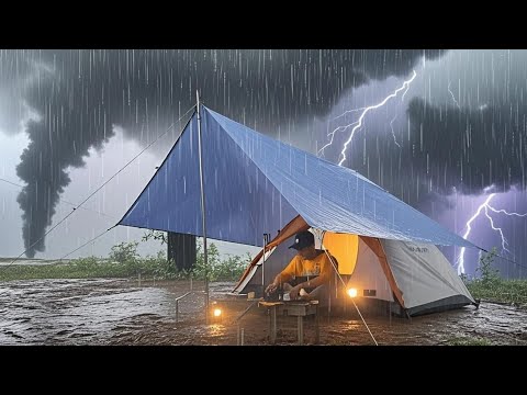 BRUTAL THUNDERSTORMS‼️SOLO CAMPING IN HEAVY RAIN AND THUNDERSTORMS