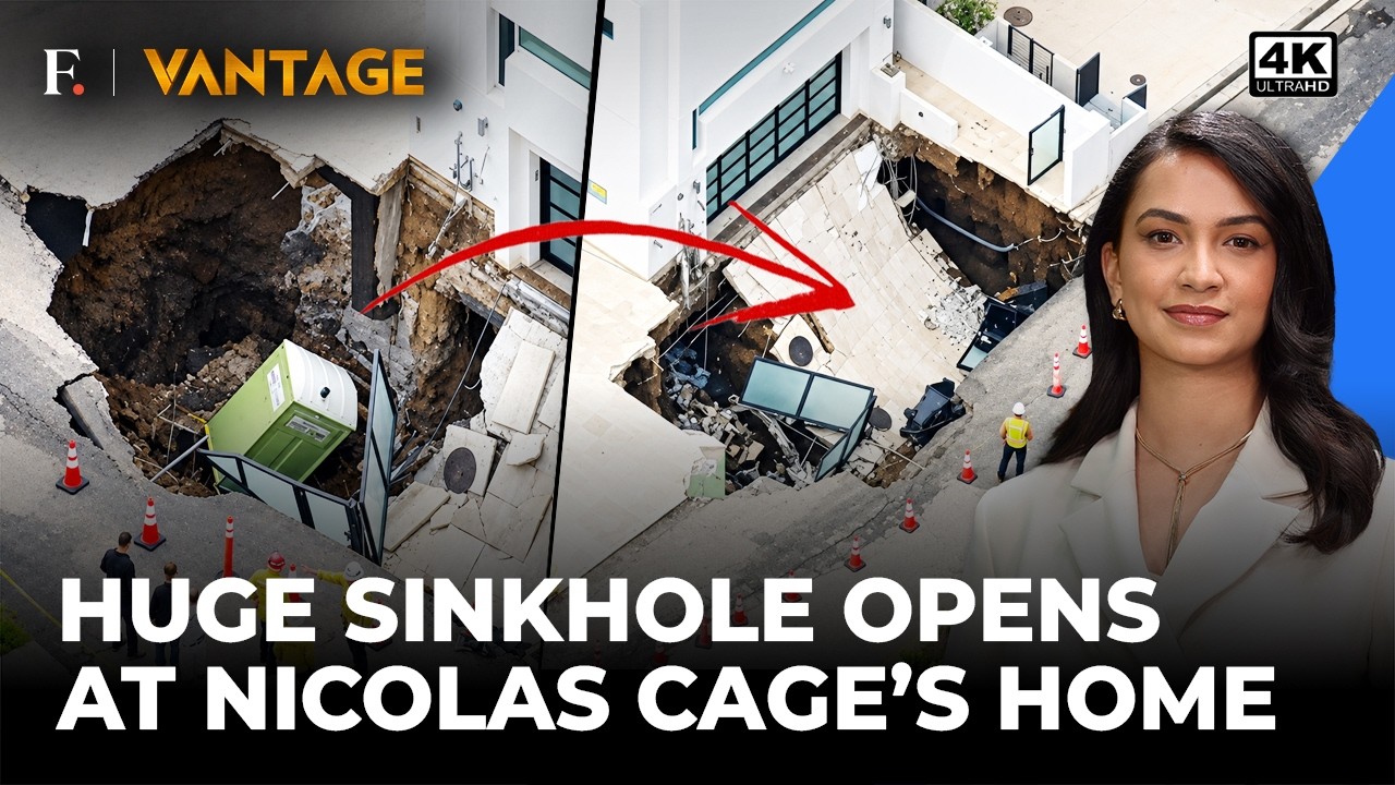 Watch: Sinkhole Opens at Nicolas Cage’s Malibu Home, Driveway Collapses | Vantage Shots | 4K