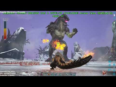 Easy Kill! Beta King Titan vs Primal Fear Demonic Thorny Dragon (Ark: Survival Evolved - Extinction)