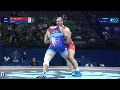 1/16 GR - 98 kg: H. GU (KOR) df. O. HASSLER (GER) by VPO1, 3-2