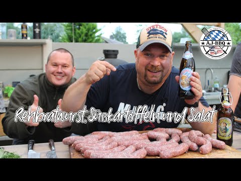 Rehbratwurst selber machen mit Süßkartoffeln und leckerem Salat #268