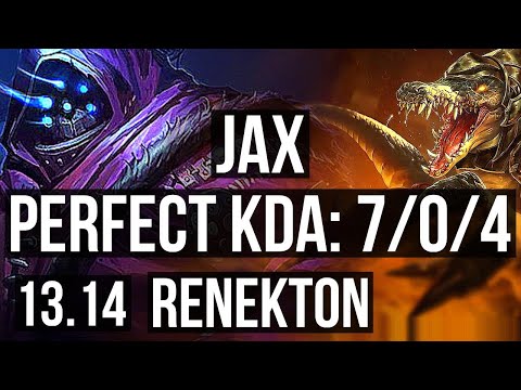 JAX vs RENEKTON (TOP) | 7/0/4, 1400+ games, Godlike | KR Master | 13.14