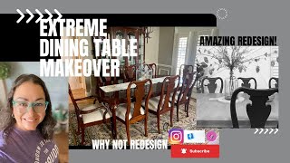 Extreme Dining Table Makeover | From Vintage to Modern | Bare Wood Look Table | Painted Chairs