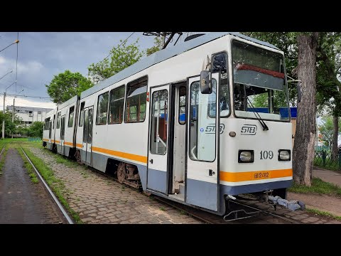 Tramvaiul V3A-93M-FAUR #109(linia 25) plecând din terminalul Depoul Militari