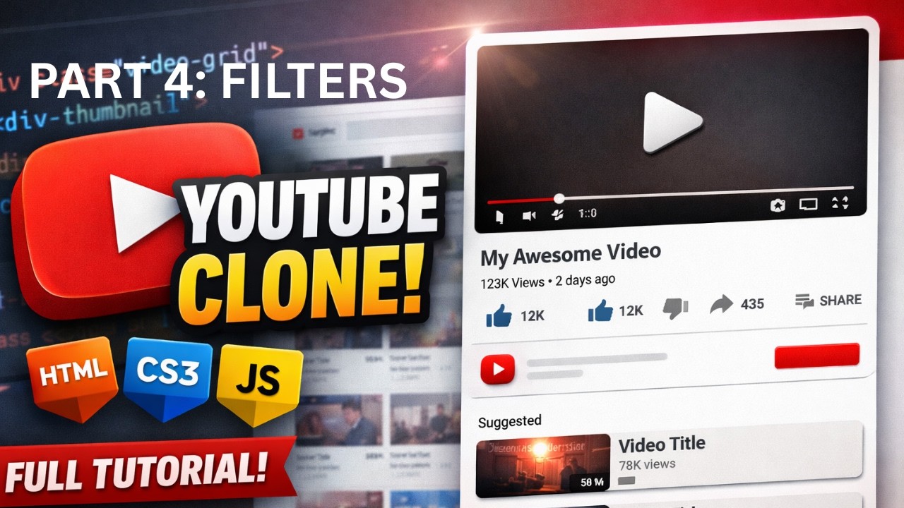 Create YouTube Clone Using HTML, CSS & JavaScript | PART 4- filters #coding #htmlcssjs