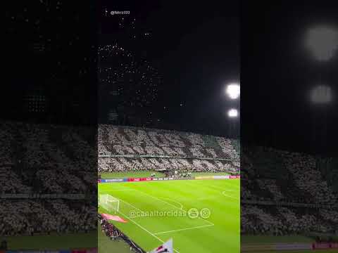 "Torcida do Atlético Nacional, hoje (12), em jogo diante do São Paulo pelas oitavas da Libertadores." Barra: Los del Sur &bull; Club: Atlético Nacional