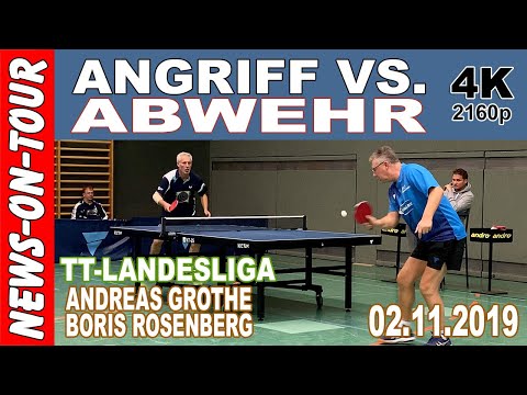 Tischtennis: Angriff gegen Abwehr (4k) Andreas Grothe (1.883 TTR) vs. Boris Rosenberg (2.151 TTR)