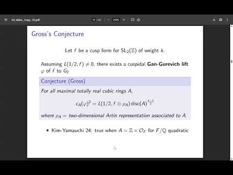 Naomi Sweeting (Princeton Uni) - The arithmetic of Fourier coefficients of Gan-Gurevich lifts on G2