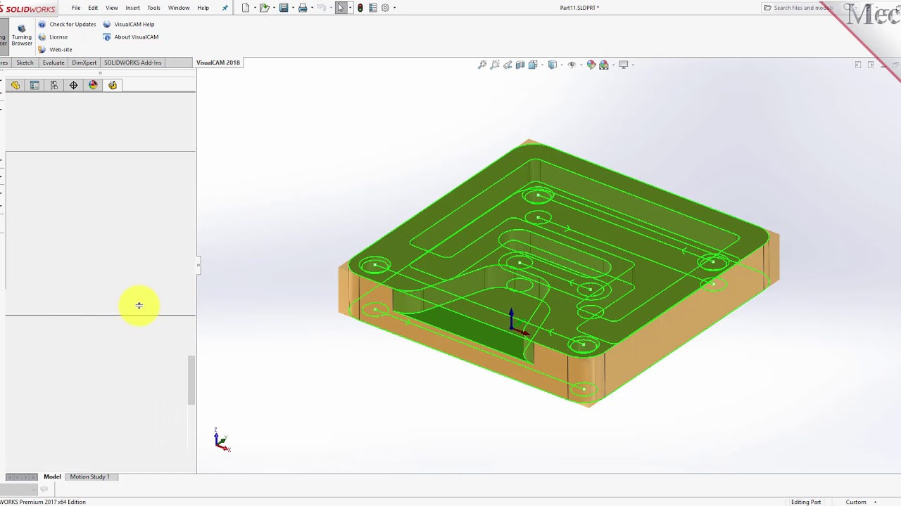 VisualCAM 2018 for SOLIDWORKS Automatic Feature Machining Tutorial