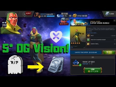 Buying 5* OG Vision! Rank Up! Review! RIP UNITS! - Marvel Contest Of Champions