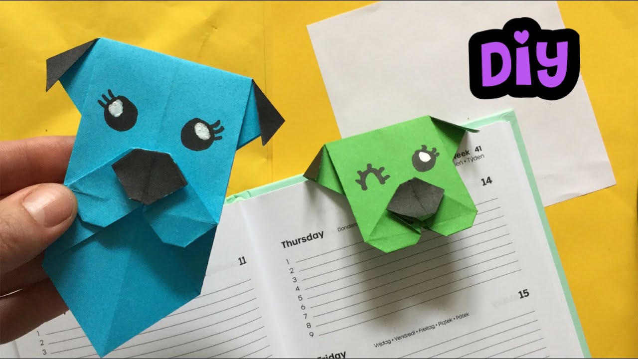 ☆  FAIRE UN MARQUE-PAGE CHIEN EN ORIGAMI SIMPLE ET RAPIDE ☆  Bricolage en papier