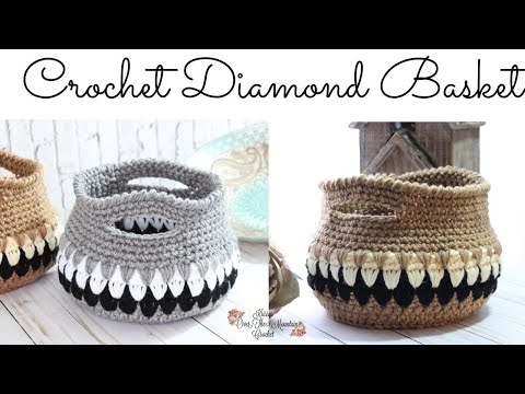Crochet A Diamond Basket In An Evening -  DIY Home Decor - Farmhouse Rustic Decorations