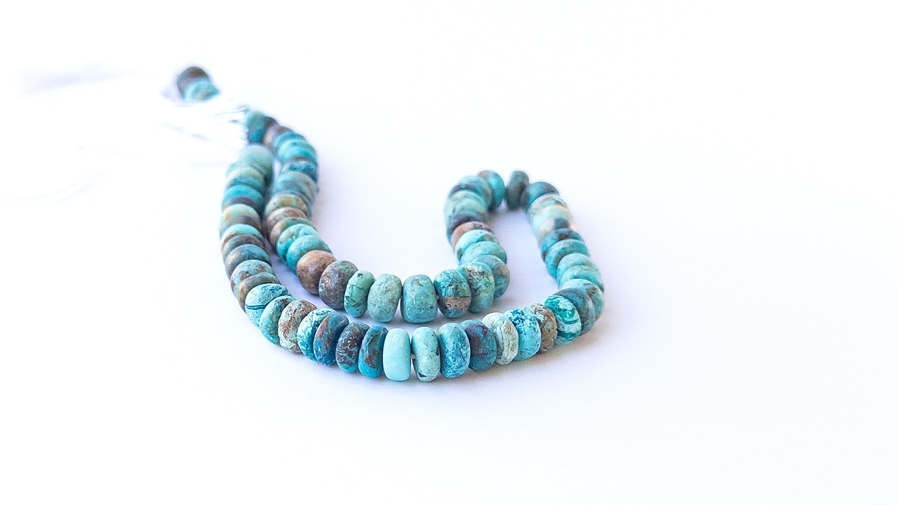 Chrysocolla | Smooth Rondelle | 8mm Bead Size | 16cm Strand Length video