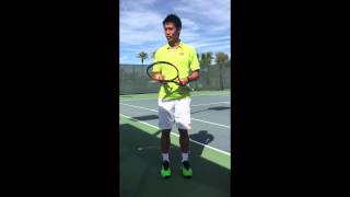 Kei Nishikori talks about his new 2015 Wilson Burn tennis racquet and strings