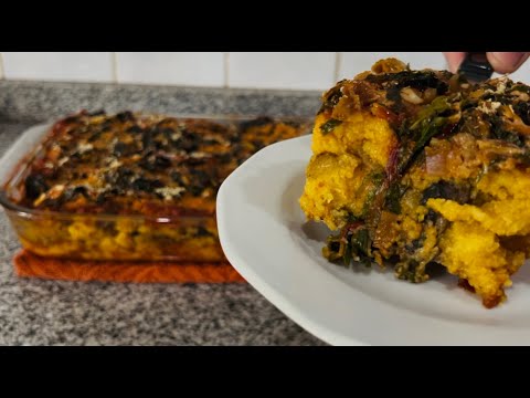 Baked Polenta with Tomato Sauce and Caramelized Onions -- Casseroles for the Holidays, Day 3.