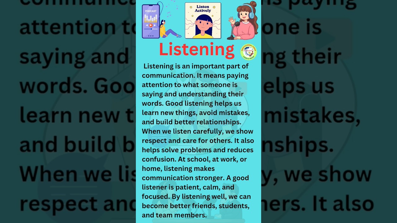 Listening Skills || Importance of Listening || Essay on Listening || Spoken English