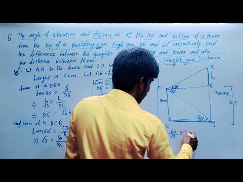 The angle of elevation and depression of the top and bottom of a tower from the top of a building 60
