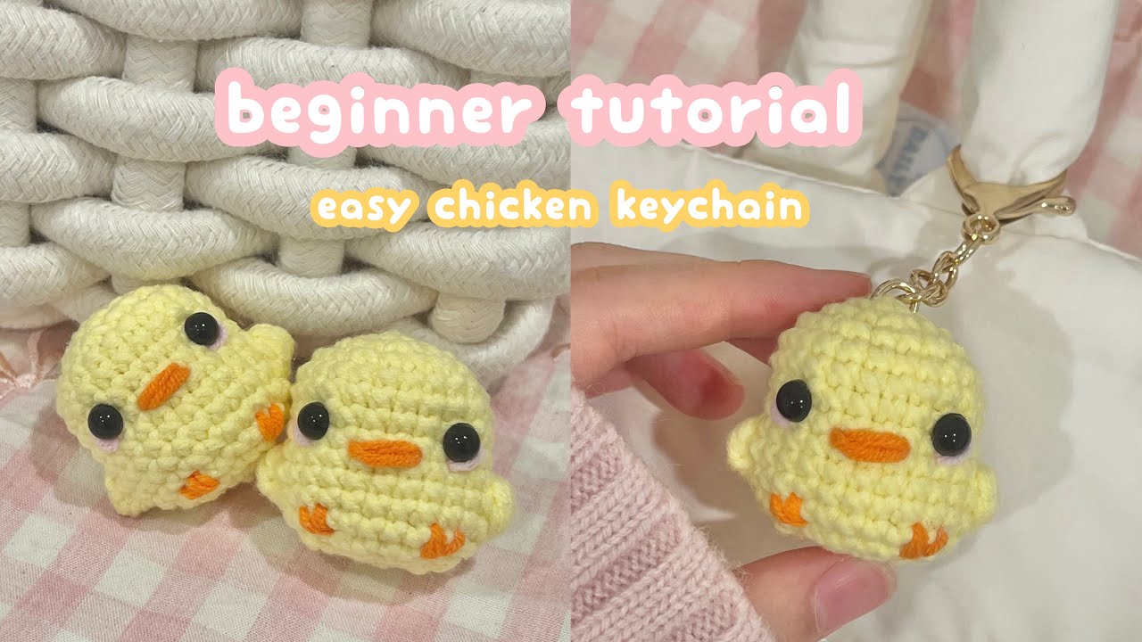 crochet chicken keychain tutorial🐣 crochet duck, easy crochet amigurumi, crochet for beginners