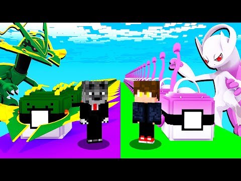 LUCKY PIXELMON MEGA RAYQUAZA VS LUCKY PIXELMON MEGA MEWTWO - MINECRAFT
