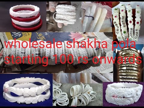 White natural pk sons rail pati design narrow shankha pola s...