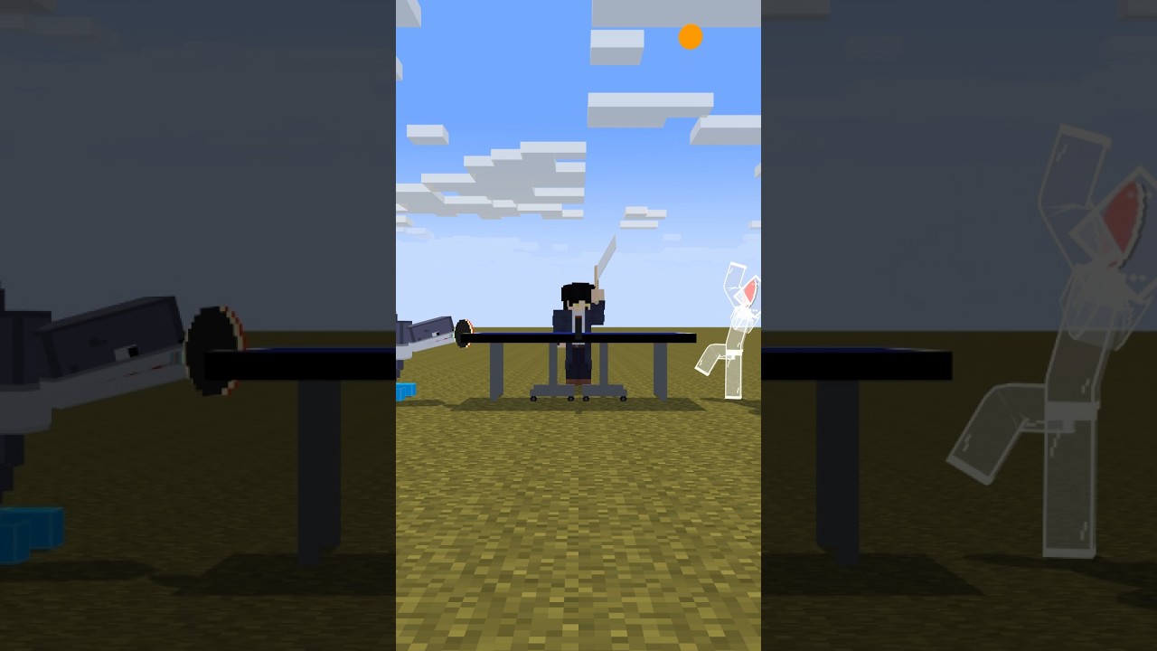 HELP Herobrine To Power Up And Beat Glass Man At Table Tennis#shorts #friendship #trending #anime