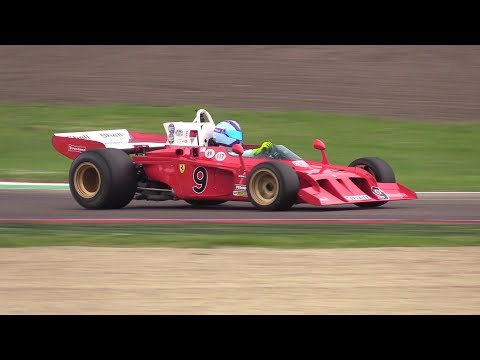 Ferrari F1 312 B3 Spazzaneve - action + on board @ Imola