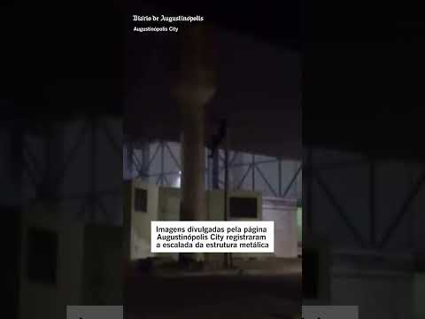 Homem sobe em caixa d’água na feira coberta de Augustinópolis