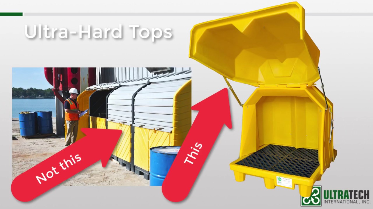 The Original “Gull Wing” Hardtop Provides Safe & Secure Outdoor Spill Containment for 55-Gallon Drums