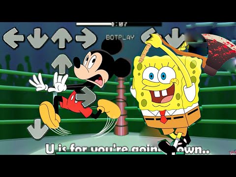 Spongebob vs Mickey Mouse in Friday Night Funkin be like