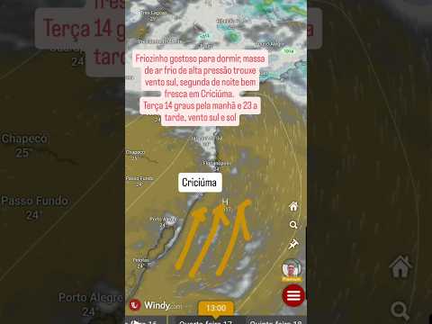 Tempo bom e mais fresco nesta terça em Criciúma.  #santacatarina #clima