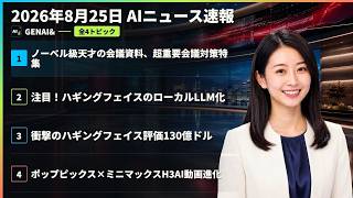 【AIニュース速報】2026年8月25日｜ノーベル級天才の会議資料、超重要会議対策特集・注目！ハギングフェイスのローカルLLM化・衝撃のハギングフェイス評価130億ドル ほか