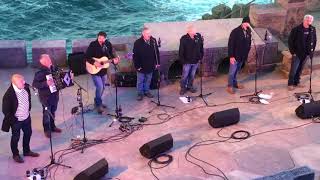 Fisherman’s Friends singing No Hopers Jokers and Rogues at The Minack Theatre 2019.