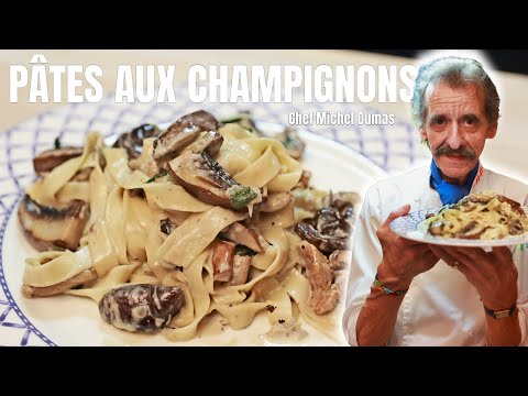 Pasta with assorted mushrooms, cream, parmesan and spinach