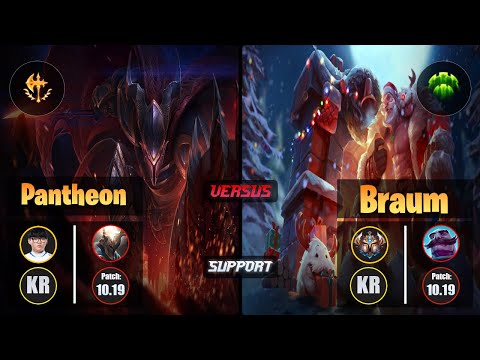 Hoit PANTHEON (Support) [Conqueror] VS BRAUM - Challenger KR Patch 10.19