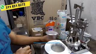 Selladora de Vasos Manual. Vasos marca VBC y WAU de 16 Onzas
