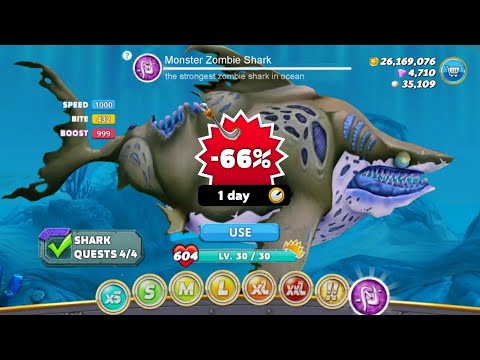 GOT NEW GIANT MONSTER ZOMBIE SHARK 66% OFF TRAILER AND GAMEPLAY 2024 - HUNGRY SHARK WORLD