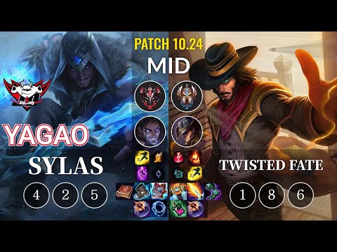 JDG Yagao Sylas vs Twisted Fate Mid - KR Patch 10.24