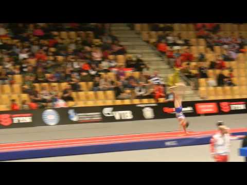 GBR Jaydon Paddock 1st pass 13 14 Mens Tumbling Prelims 2015 World Age Group Competition Denmark