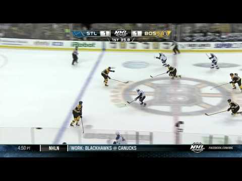 Derek Roy tip in goal 1-1 St. Louis Blues vs Boston Bruins 11/21/13 NHL Hockey.