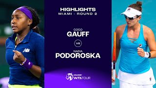 Теннис Coco Gauff vs. Nadia Podoroska | 2024 Miami Round 2 | WTA Match Highlights