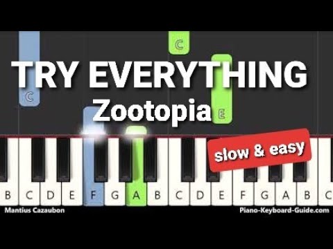 Zootopia - Try Everything by Shakira - Slow Easy Piano Tutorial